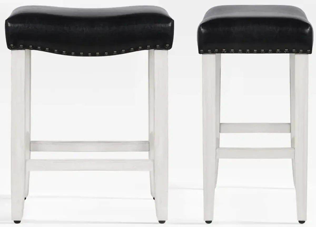 WestinTrends 24" Upholstered Saddle Seat Counter Stool (Set of 2)