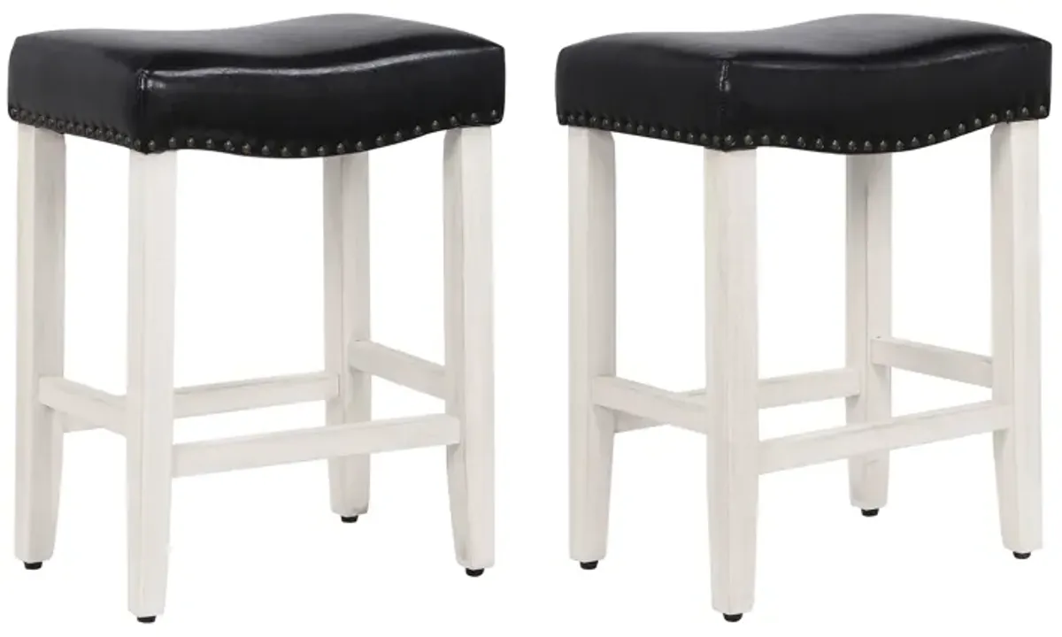 WestinTrends 24" Upholstered Saddle Seat Counter Stool (Set of 2)