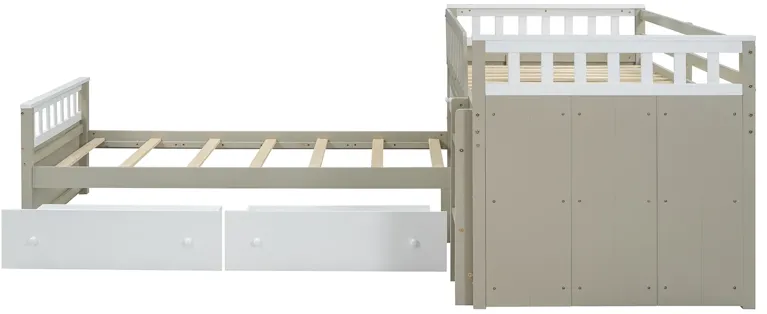 Merax L-shaped Loft Bed  with Platform Bed