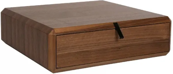20 Inch Nightstand Drawer Box, Beveled Edges, Angled Handles, Brown Wood-Benzara