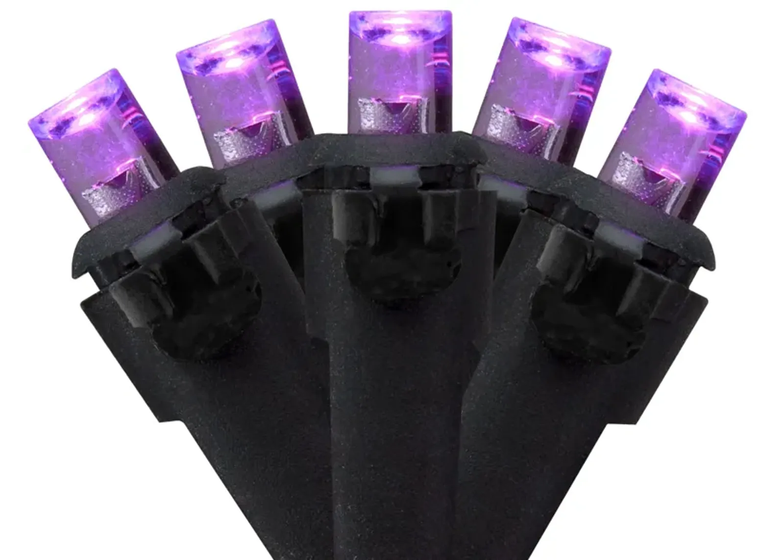 50 Count Wide Angle Purple LED Christmas Lights  16 ft Black Wire