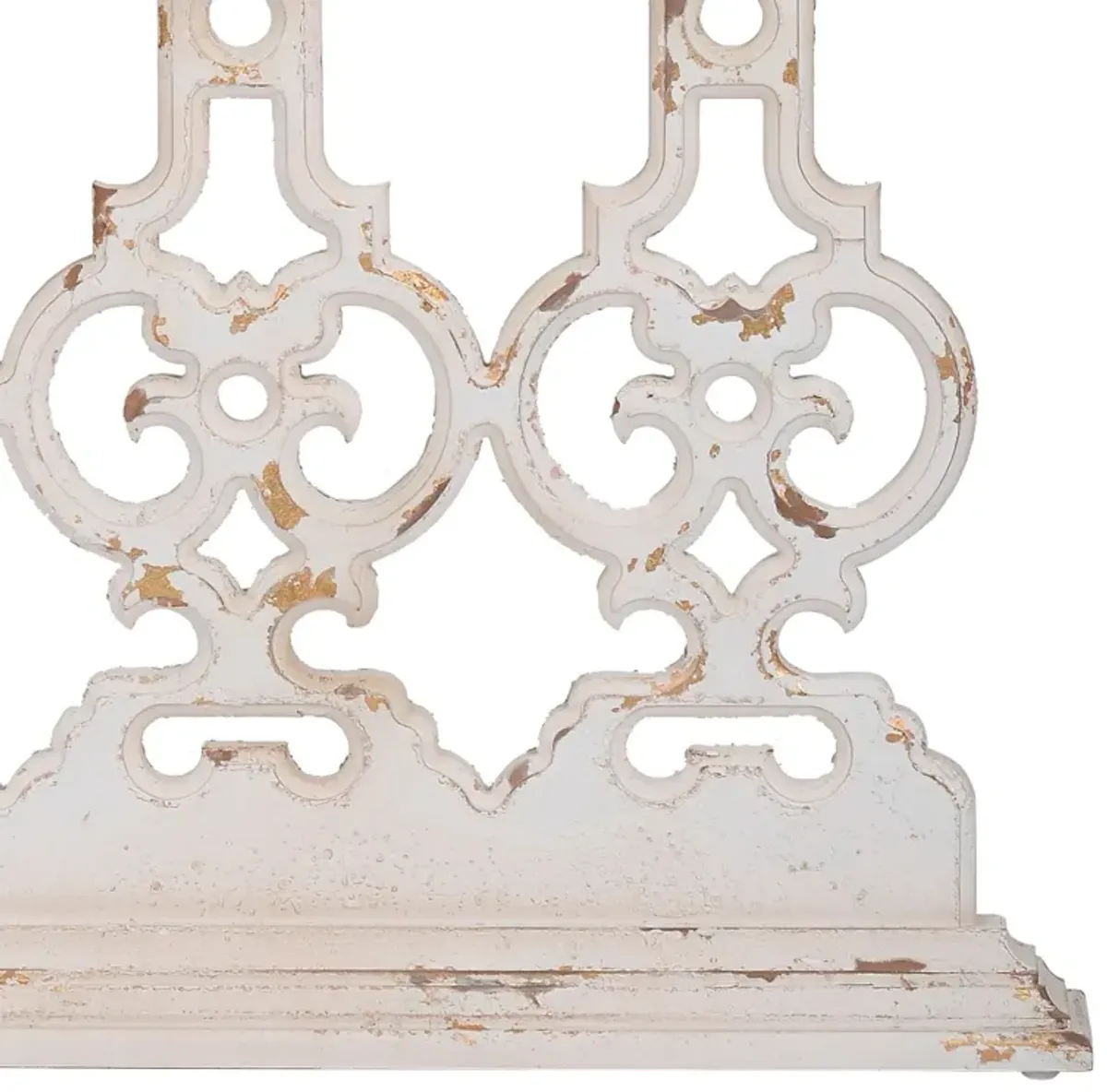 32 Inch Console Table, Fir Wood, Traditional, Scrollwork, Antique White-Benzara