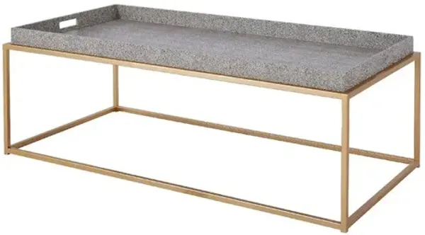 New Pacific Direct Feyre Faux Shagreen Removable Tray Coffee Table