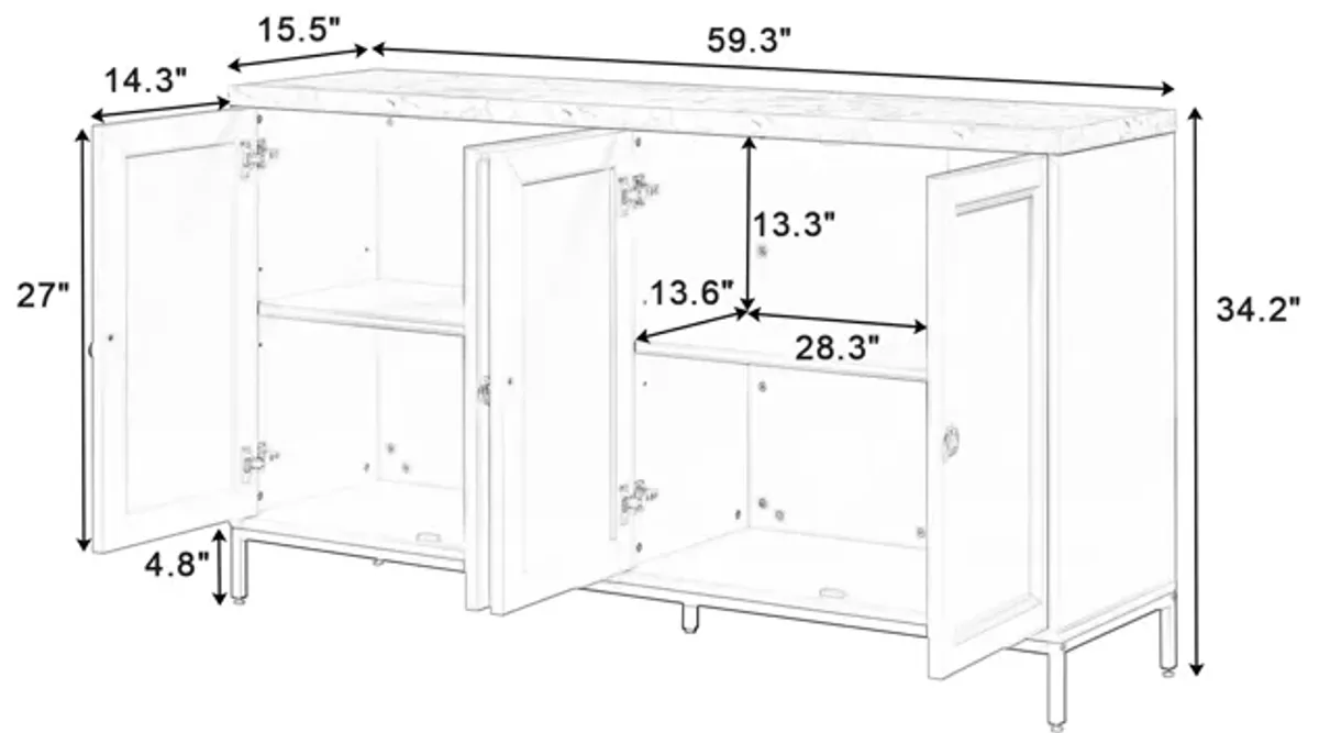 Merax Modern Melamine Stickers Sideboard Storage Cabinet