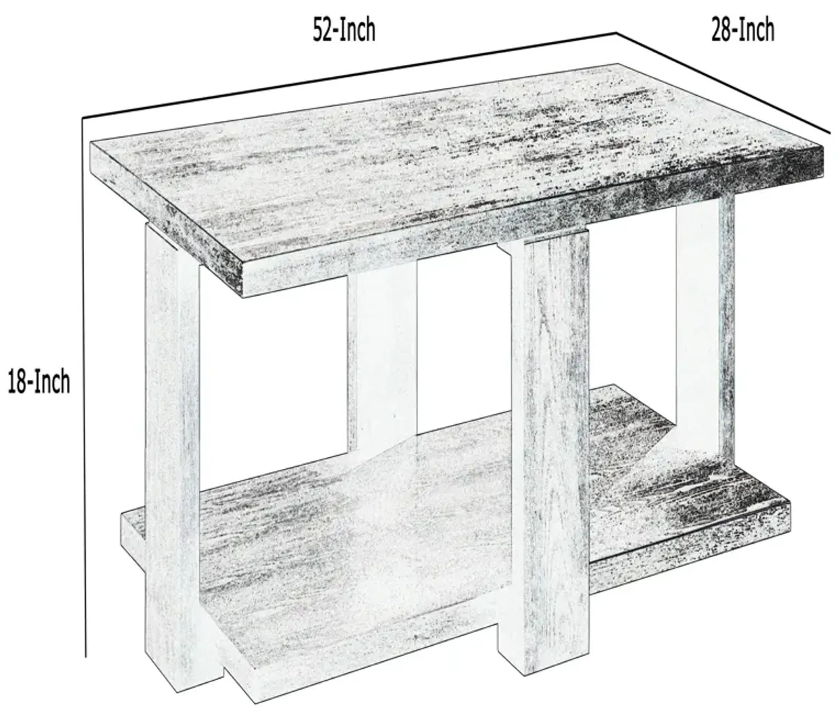 Contemporary Style Rectangular Coffee Table with Open Bottom Shelf, Brown-Benzara