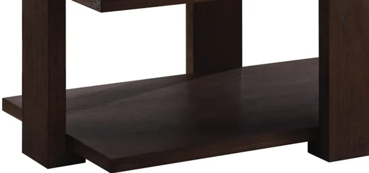 Contemporary Style Rectangular Coffee Table with Open Bottom Shelf, Brown-Benzara