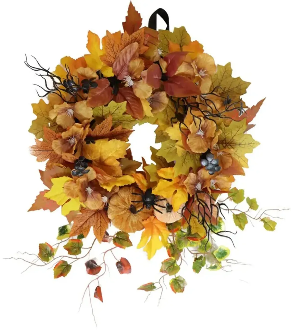 Haunted Hill Farm Festive Fall Leaves w/pmpkn Wreath