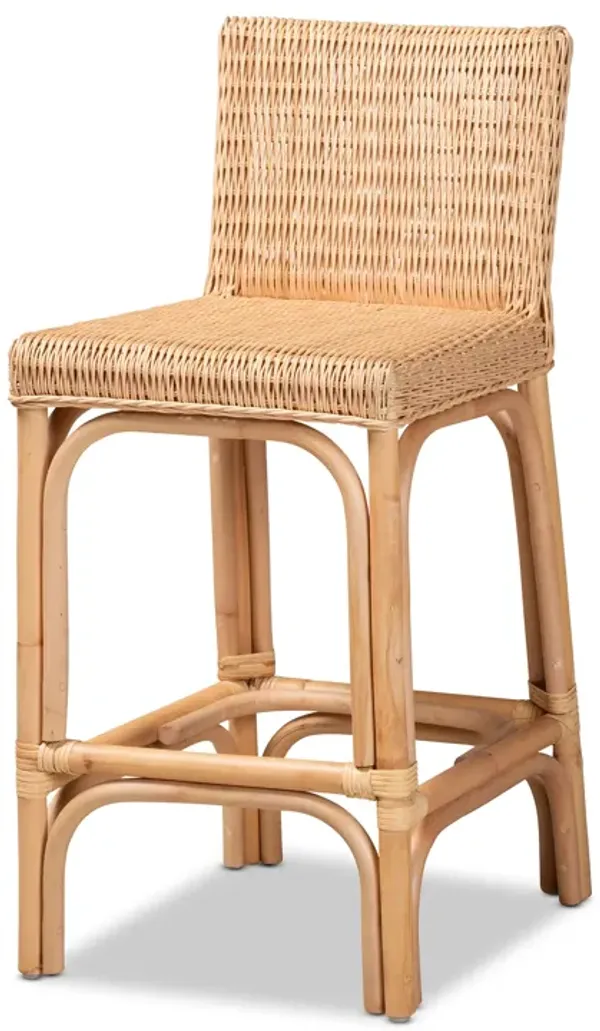 Baxton Studio Athena Modern and Contemporary Natural Finished Rattan Counter Stool