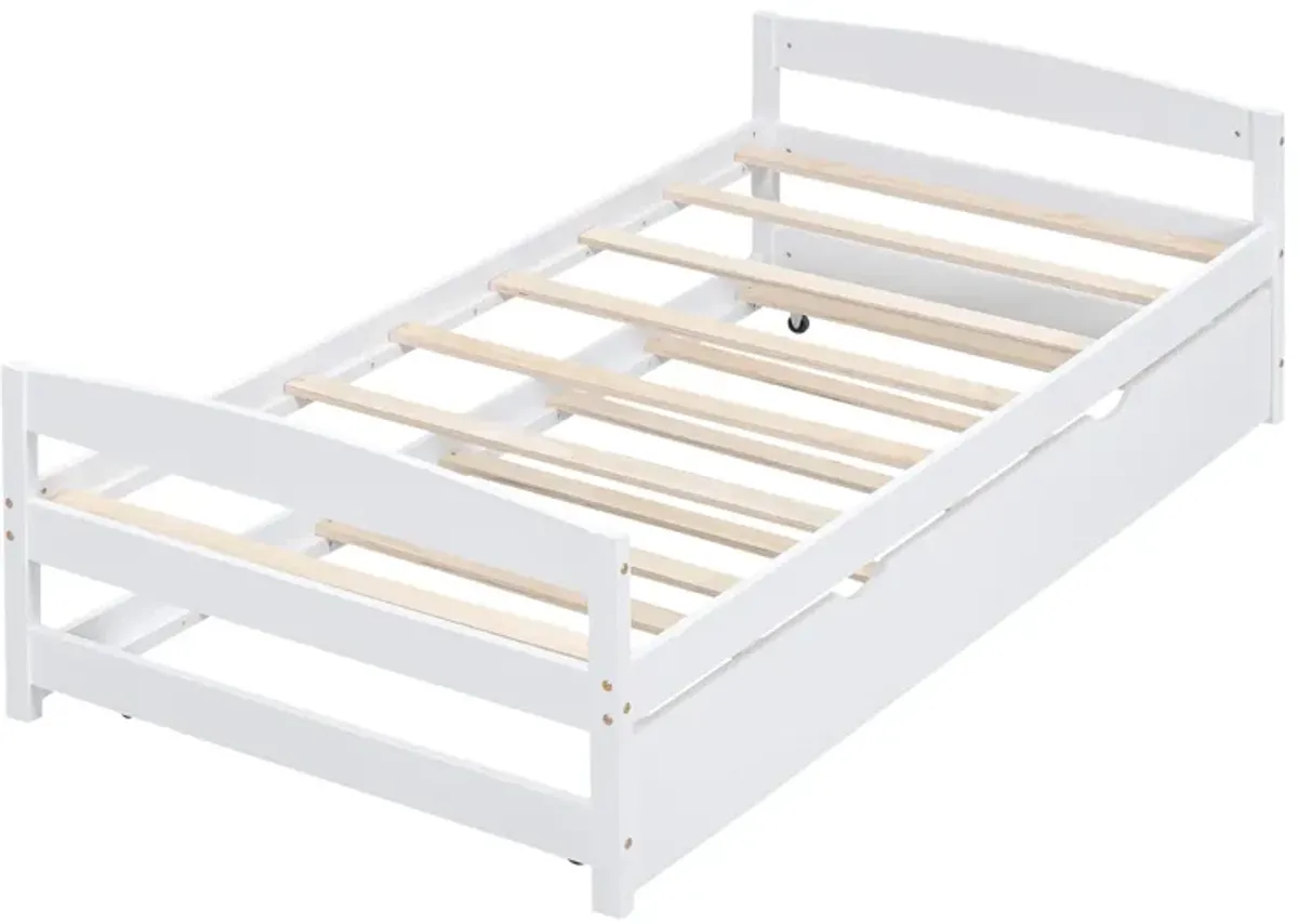Whisen Twin Size Platform Bed with Twin Size Trundle - Gray