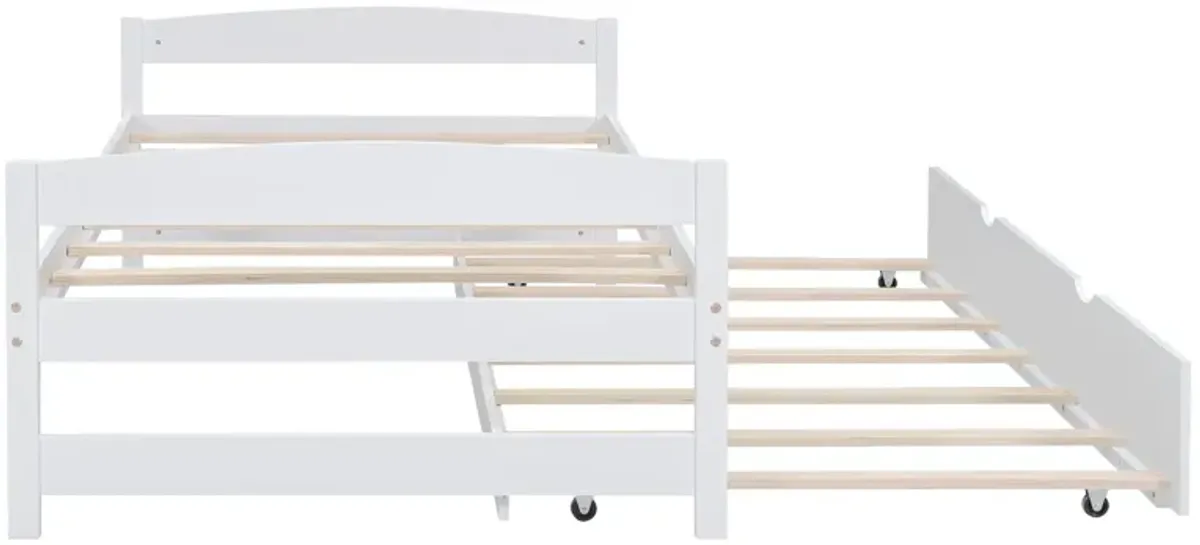 Whisen Twin Size Platform Bed with Twin Size Trundle - Gray