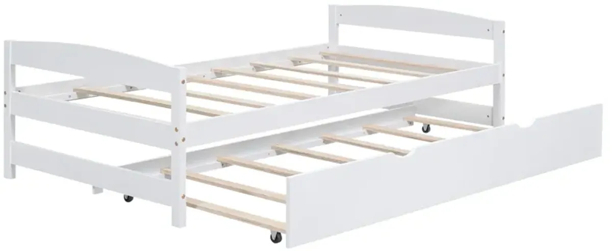 Whisen Twin Size Platform Bed with Twin Size Trundle - Gray
