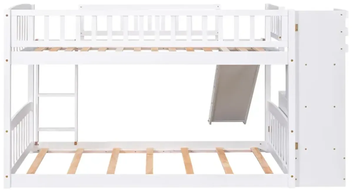 Stairway Twin Over Twin Bunk Bed With Two Drawers And Slide