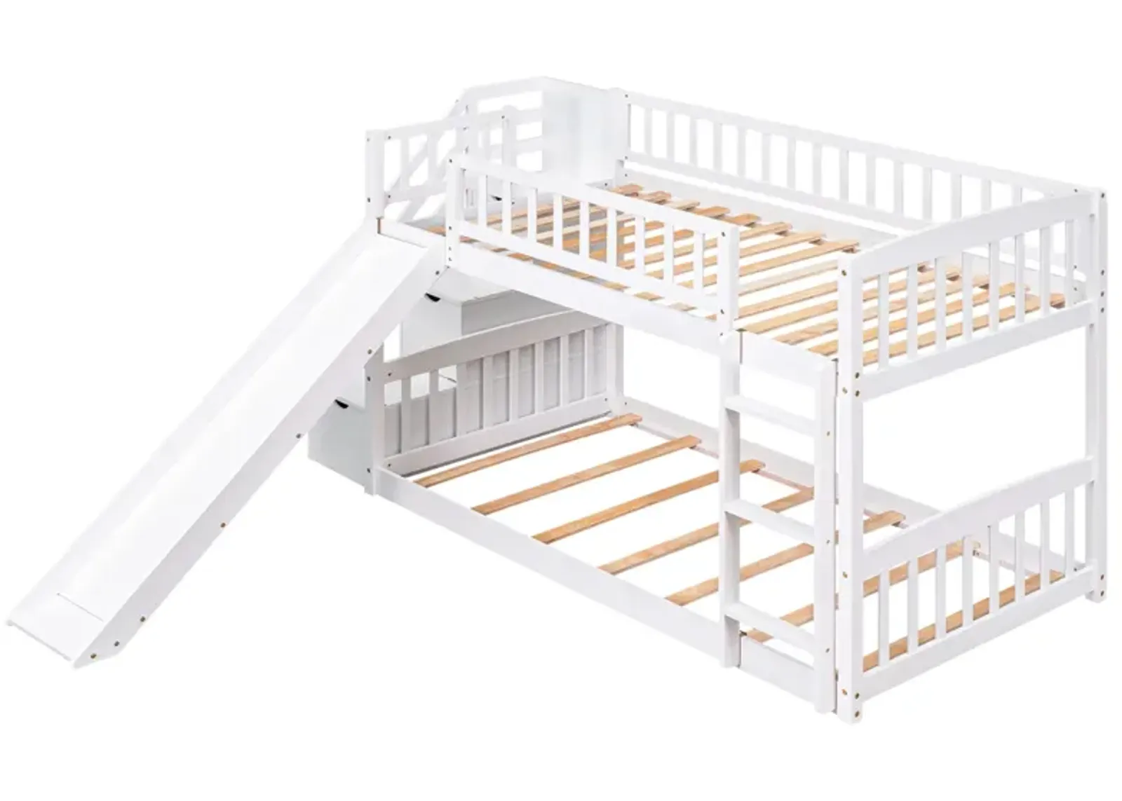 Stairway Twin Over Twin Bunk Bed With Two Drawers And Slide