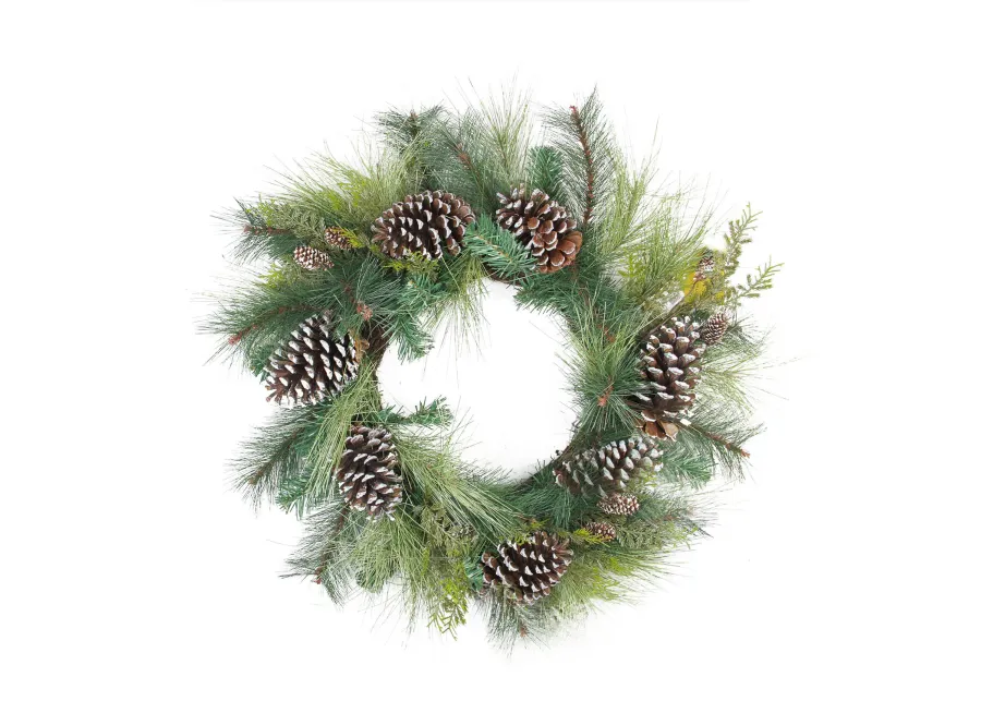 Mixed Long Needle Pine and Pine Cone Artificial Christmas Wreath - 28-Inch  Unlit