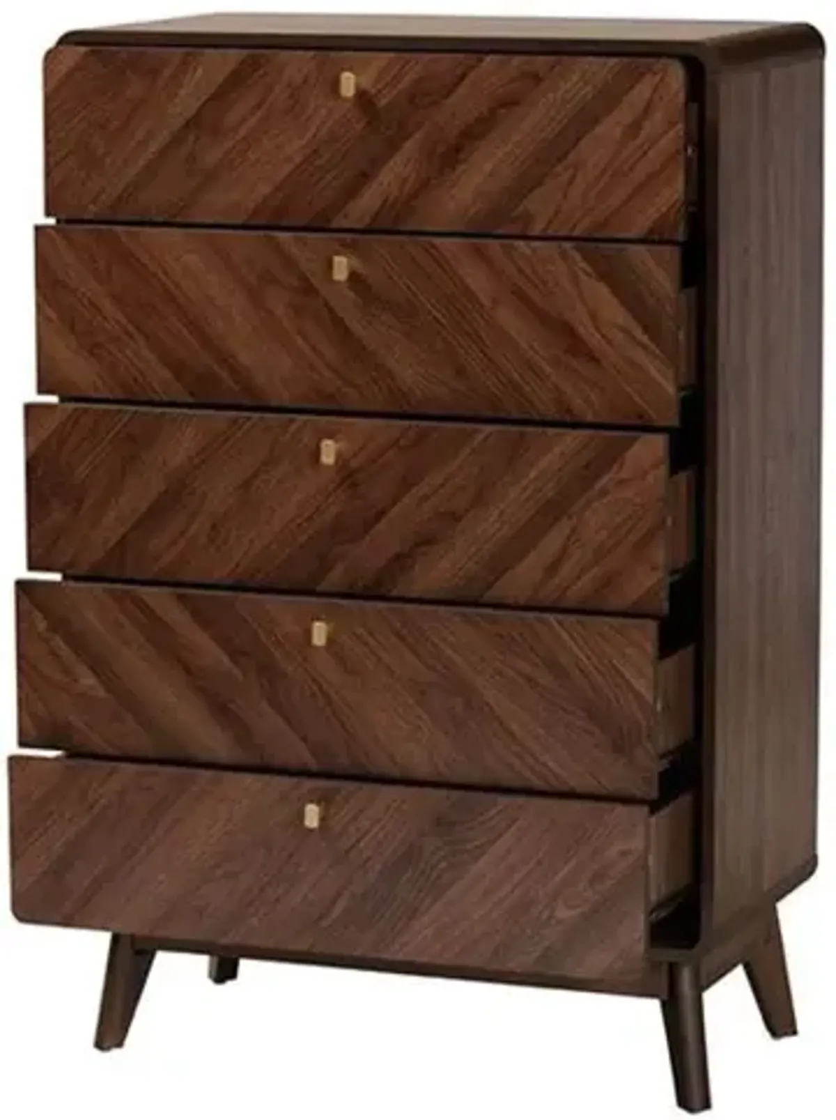 Baxton Studio Transitional Walnut Brown Finished Wood 5-Drawer Storage Chest