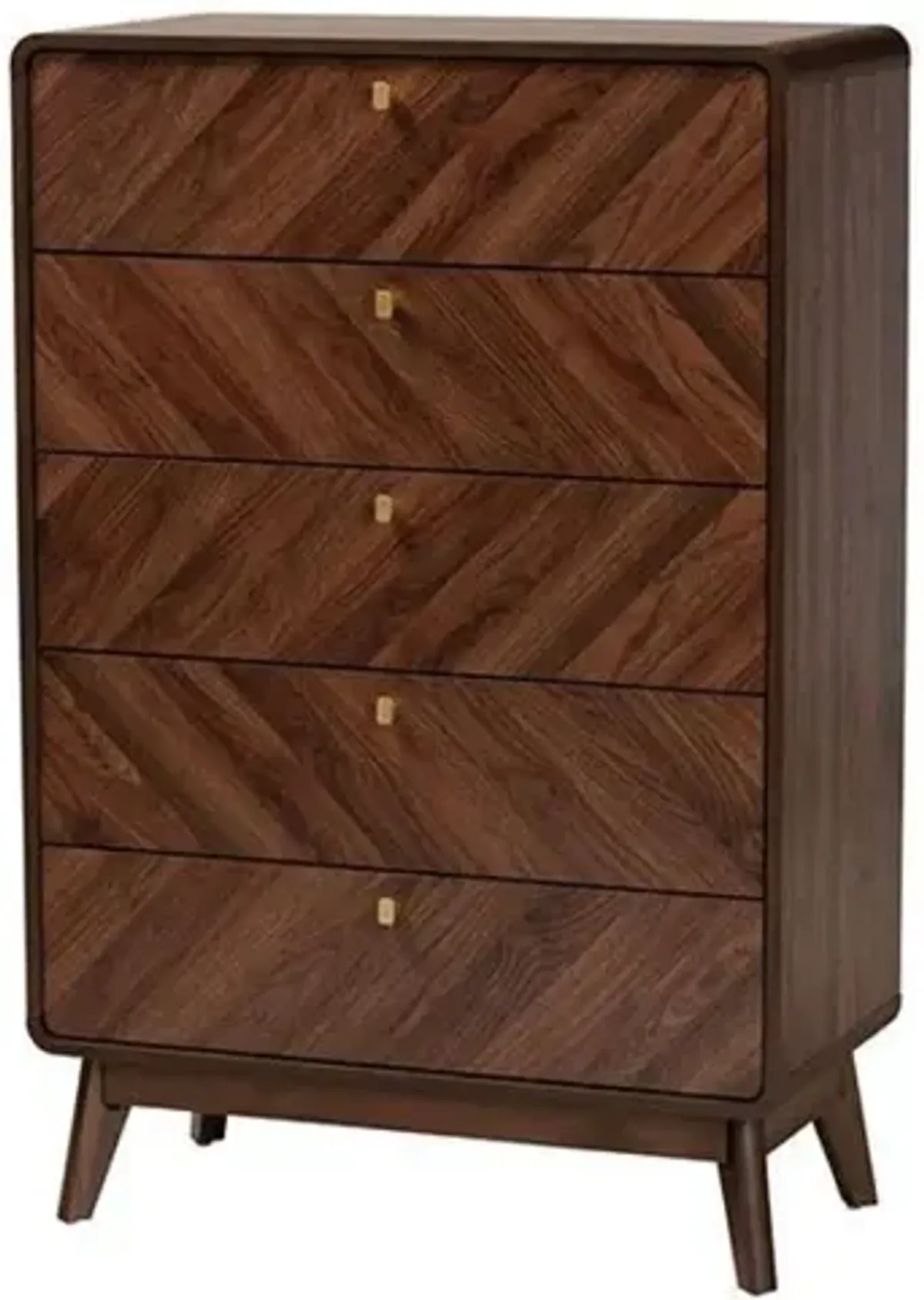 Baxton Studio Transitional Walnut Brown Finished Wood 5-Drawer Storage Chest