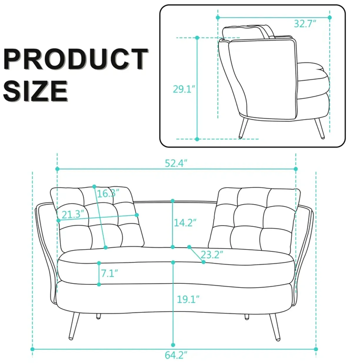 Merax Upholstered Loveseat Sofa Couch