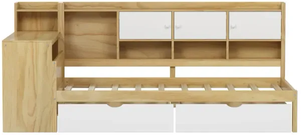 Merax Wooden L-Shape Daybed with Storage