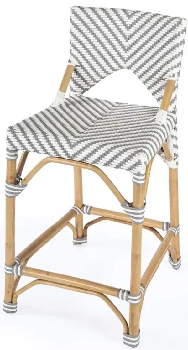 Butler Specialty Creanly Rattan 25 Counter Stool, Gray and White