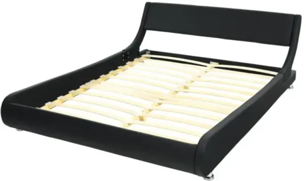 Hivvago Queen Faux Leather Upholstered Platform Bed Frame Adjustable Headboard