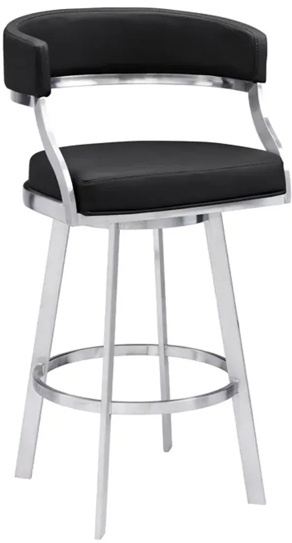 Dione Counter Height Swivel Faux Leather and Brushed Stainless Steel Bar Stool