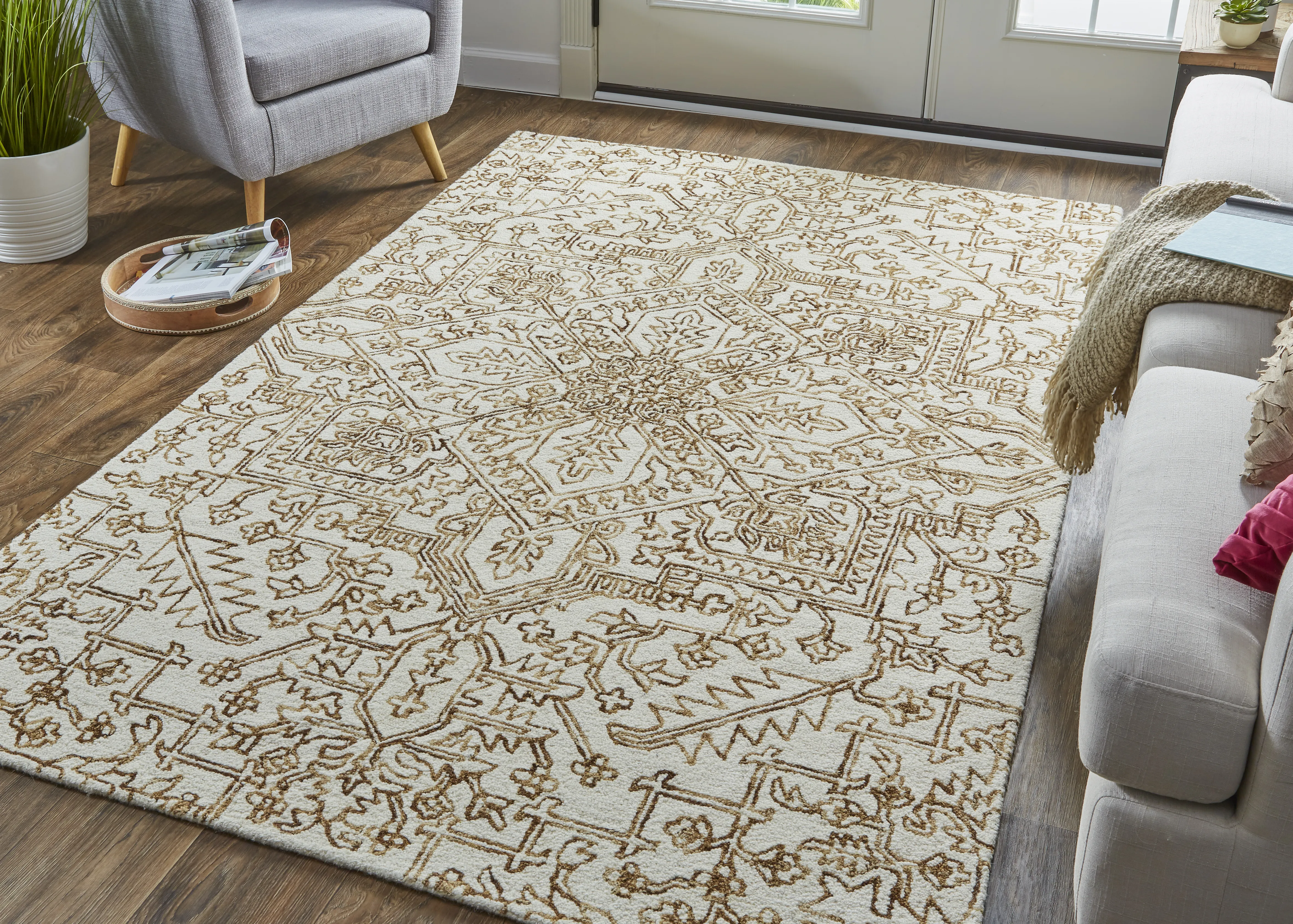 Belfort 8778F Ivory/Brown 5' x 8' Rug