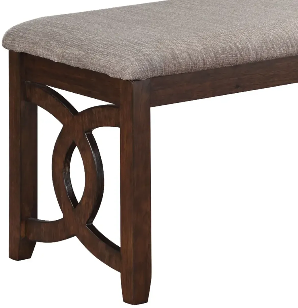 Gary 46 Inch Wood Bench with Fabric Seat, Cherry Brown-Benzara