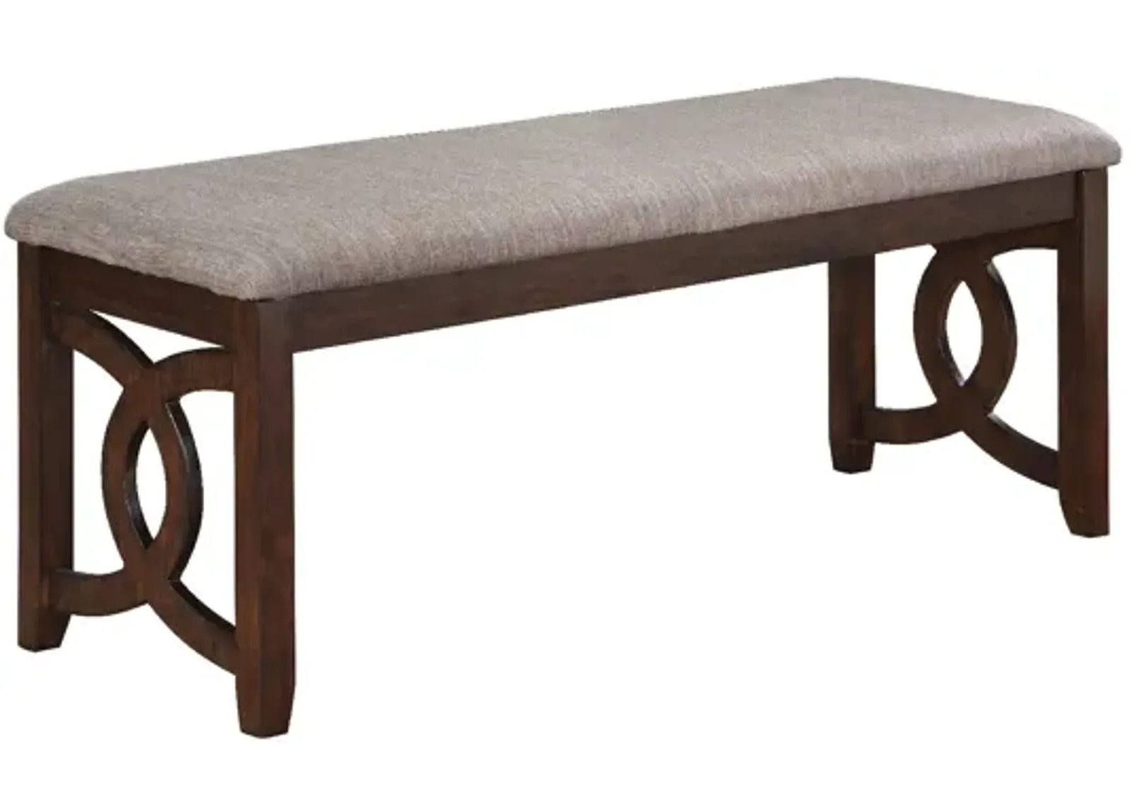 Gary 46 Inch Wood Bench with Fabric Seat, Cherry Brown-Benzara