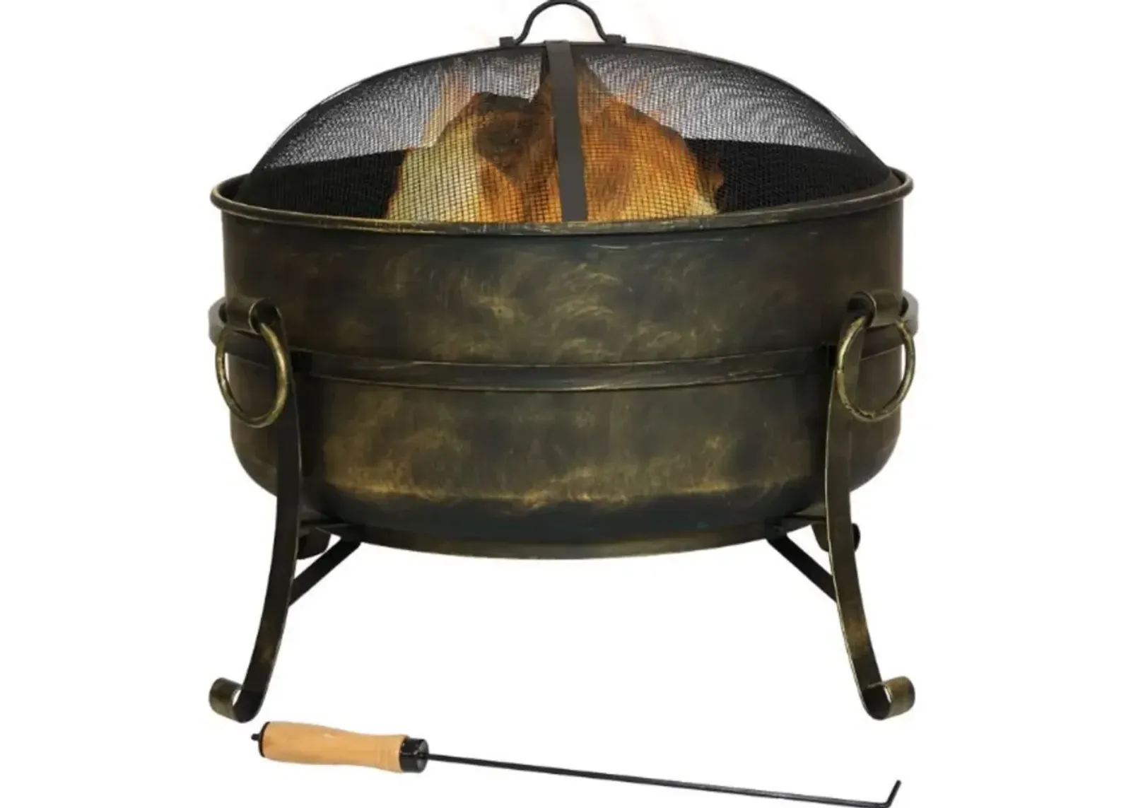 Hivvago Outdoor 24-inch Diameter Steel Cauldron Wood Burning Fire Pit