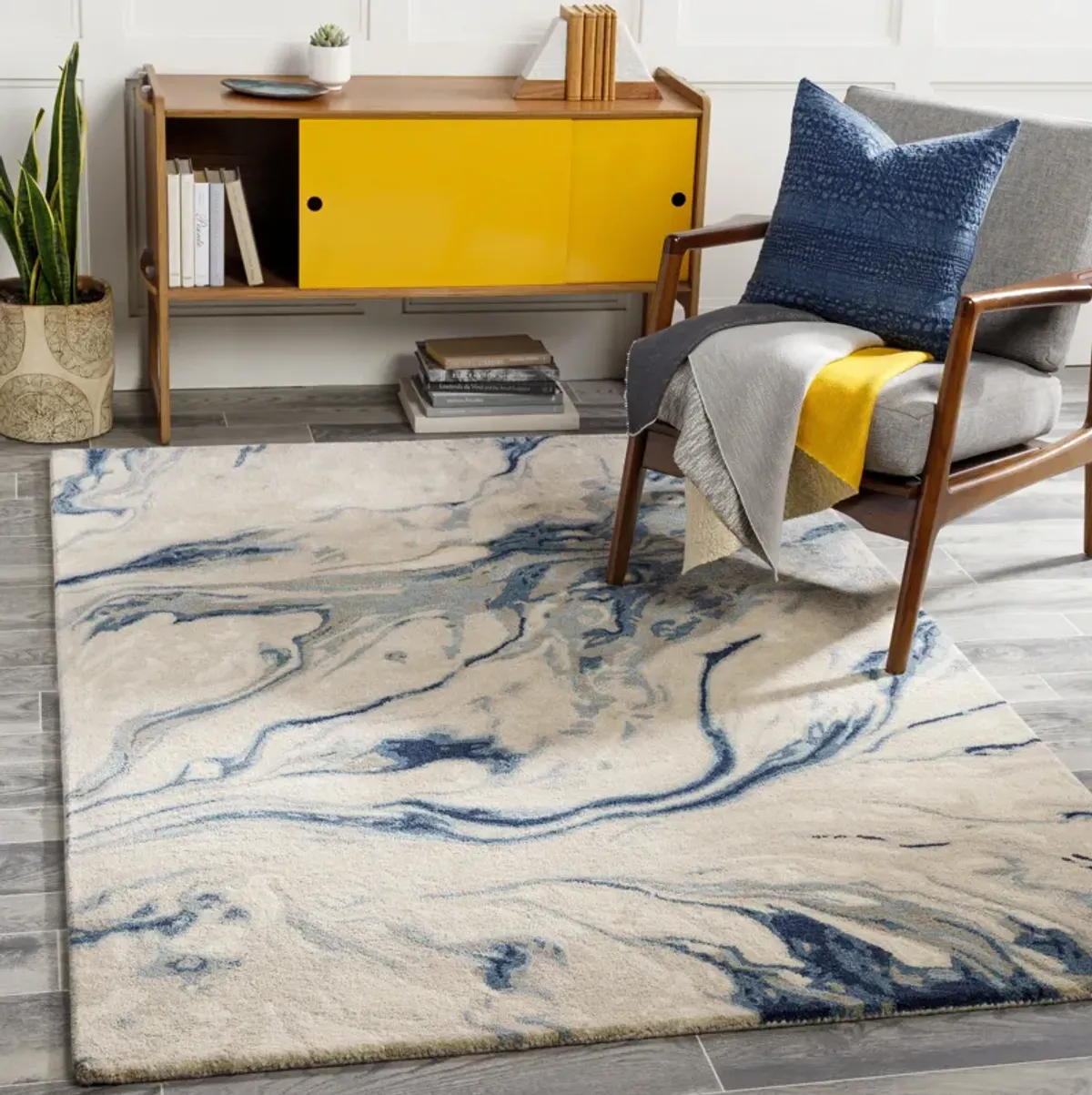 Kavita KVT-2312 8' Round Blue Rug