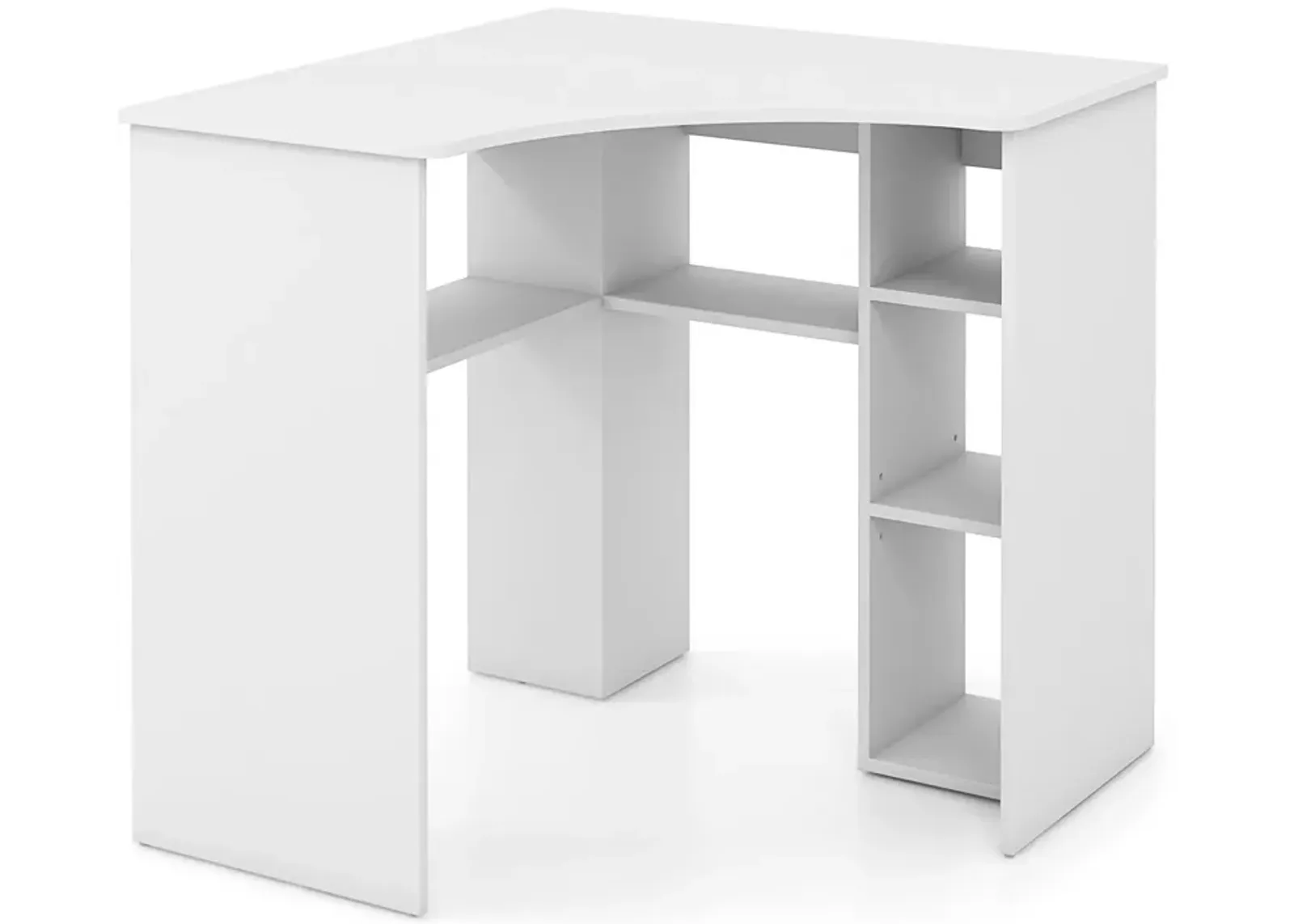 Corner Computer Desk with Triangle Shape, Adjustable Shelf, and Arc-Shaped Profile for Home Office