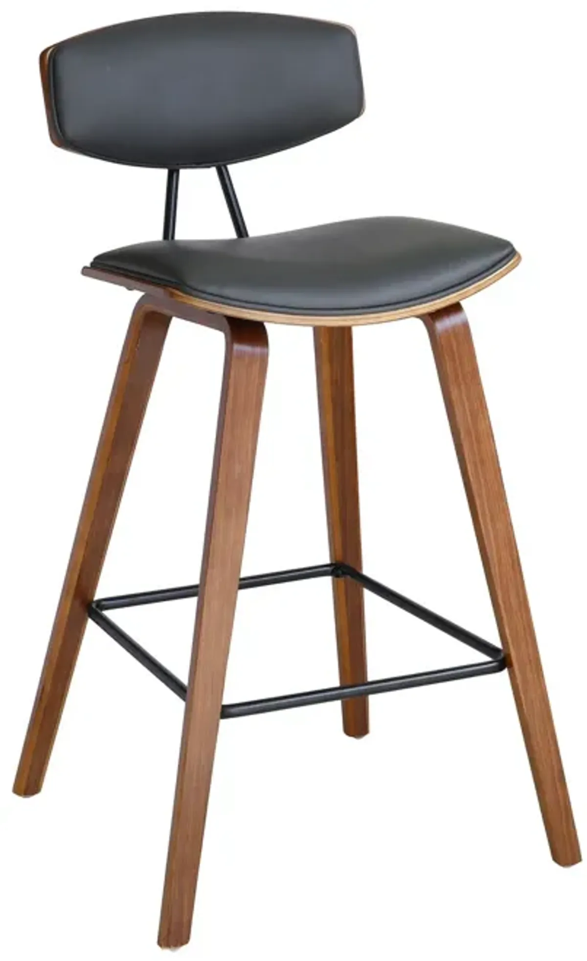 28.5 Inches Contoured Seat Leatherette Barstool, Brown-Benzara