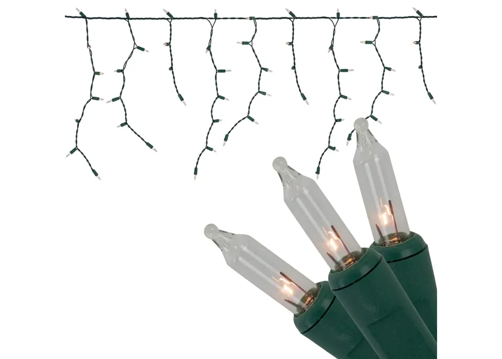 300-Count Clear Mini Icicle Christmas Lights  9 ft Green Wire