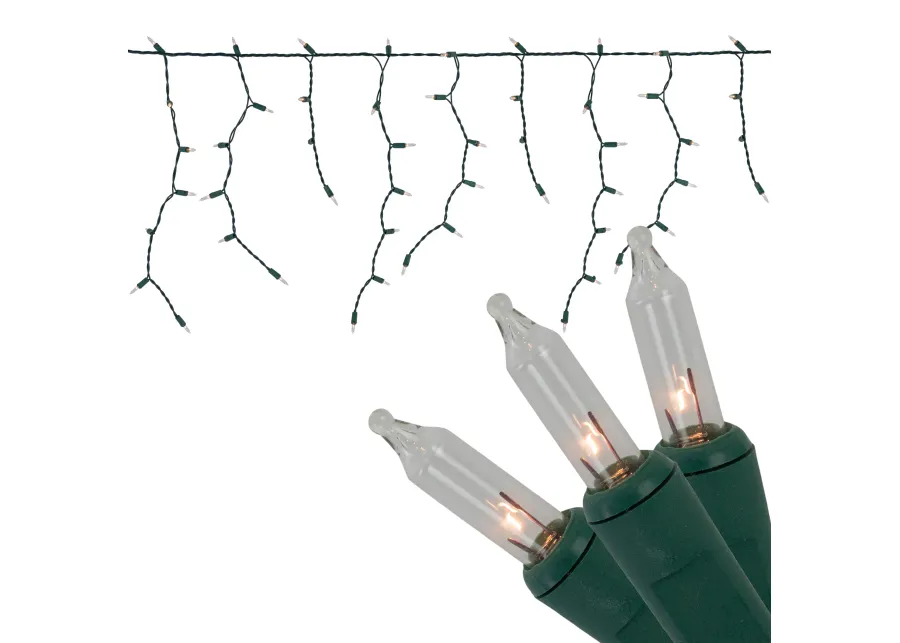 300-Count Clear Mini Icicle Christmas Lights  9 ft Green Wire