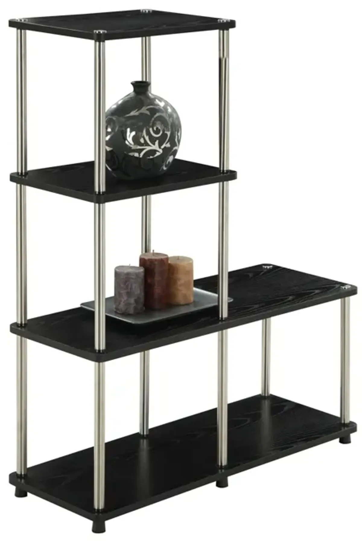 Convenience Concepts Designs2Go 4 tier Multi Shelf "L" Bookshelf, Black