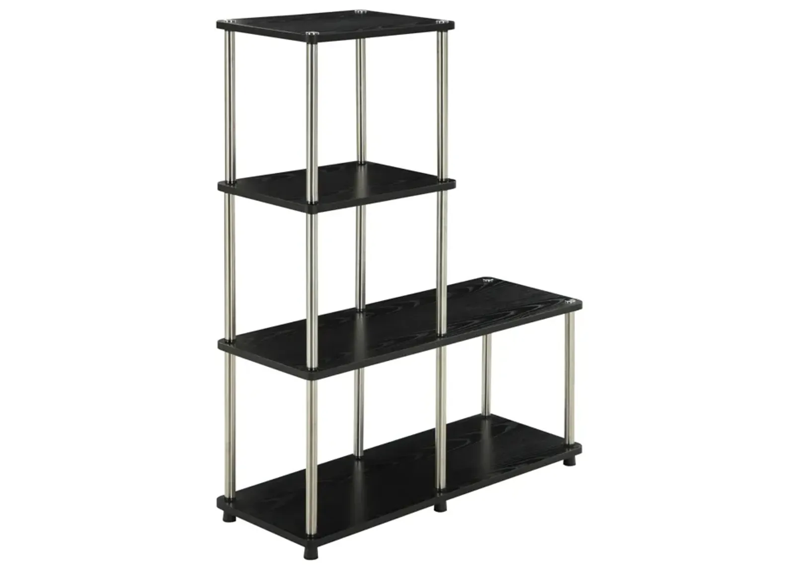 Convenience Concepts Designs2Go 4 tier Multi Shelf "L" Bookshelf, Black