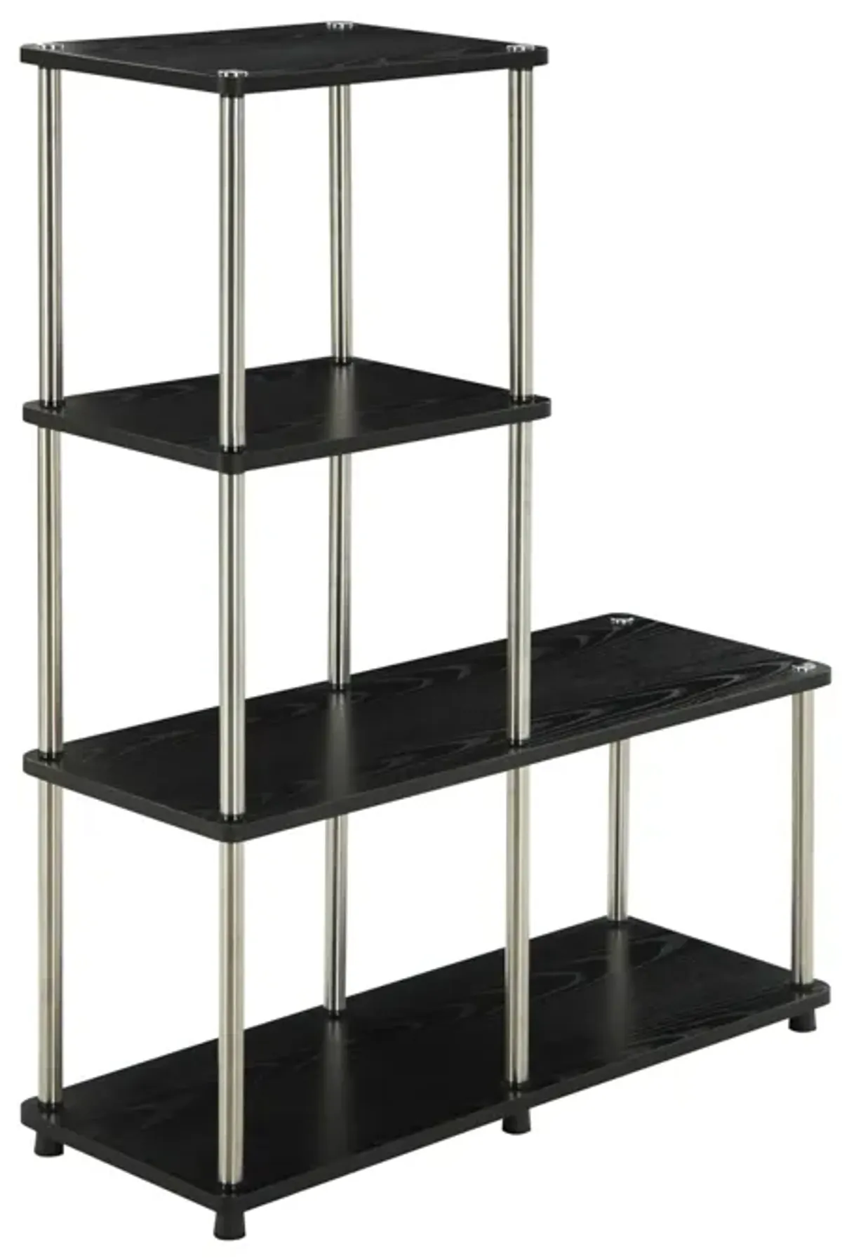 Convenience Concepts Designs2Go 4 tier Multi Shelf "L" Bookshelf, Black