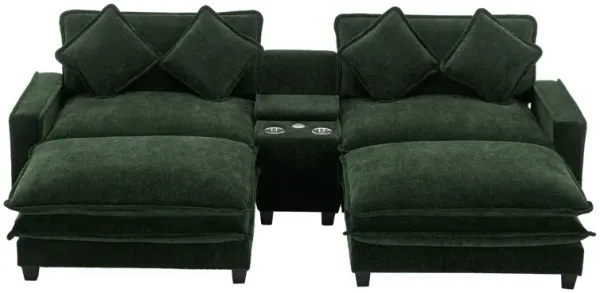 Merax Sectional Sofa Chenille Upholstered Sofa with Two Removable Ottoman