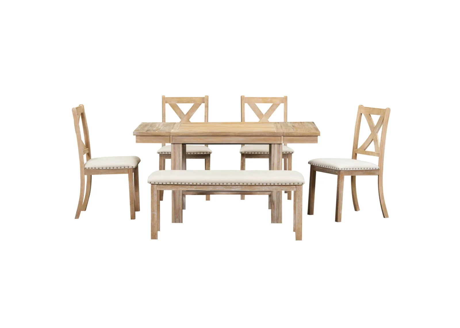 Merax 6-Piece Extendable Dining Table  Chair Bench Set