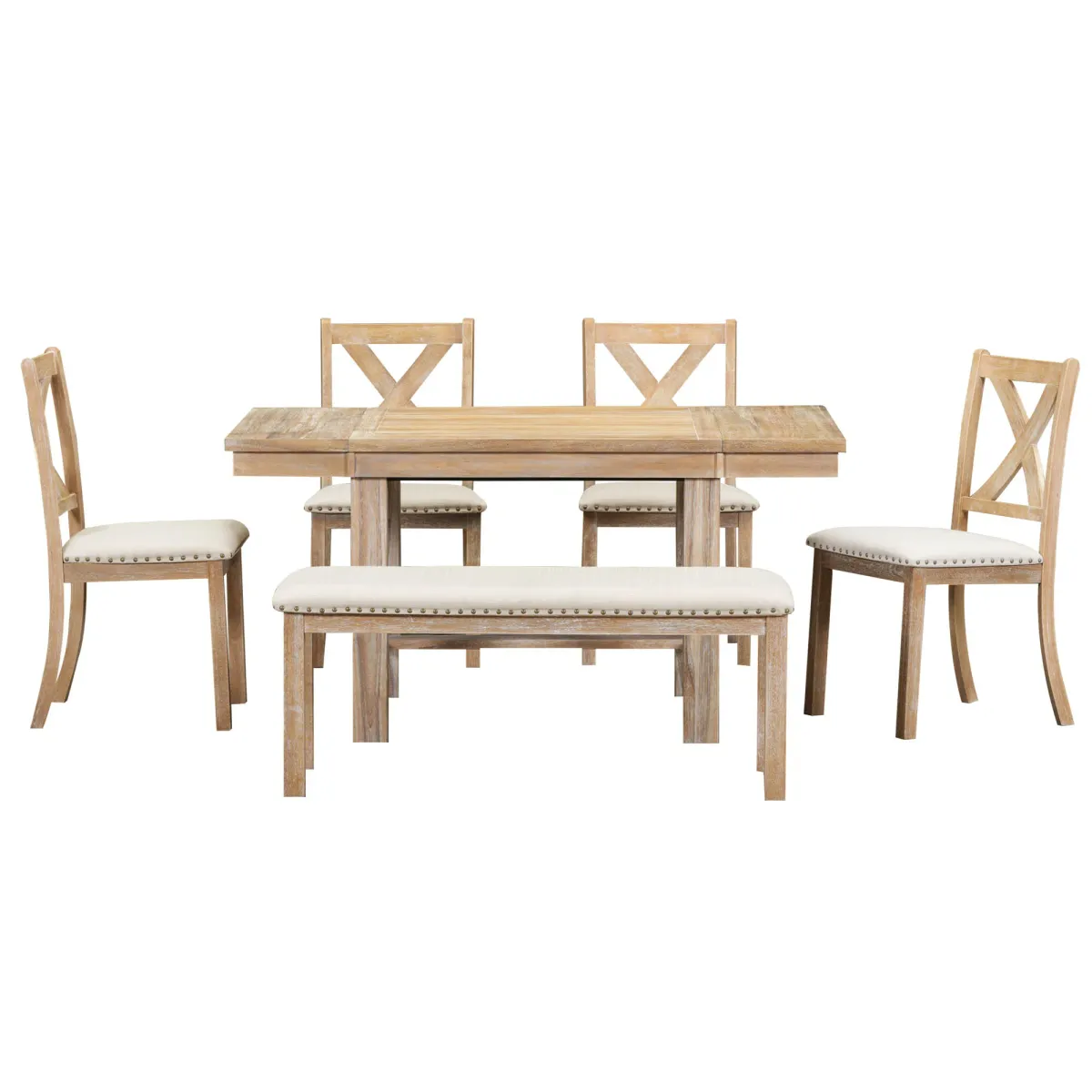 Merax 6-Piece Extendable Dining Table  Chair Bench Set