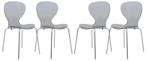 LeisureMod Modern Oyster Transparent Side Chair, Set of 4