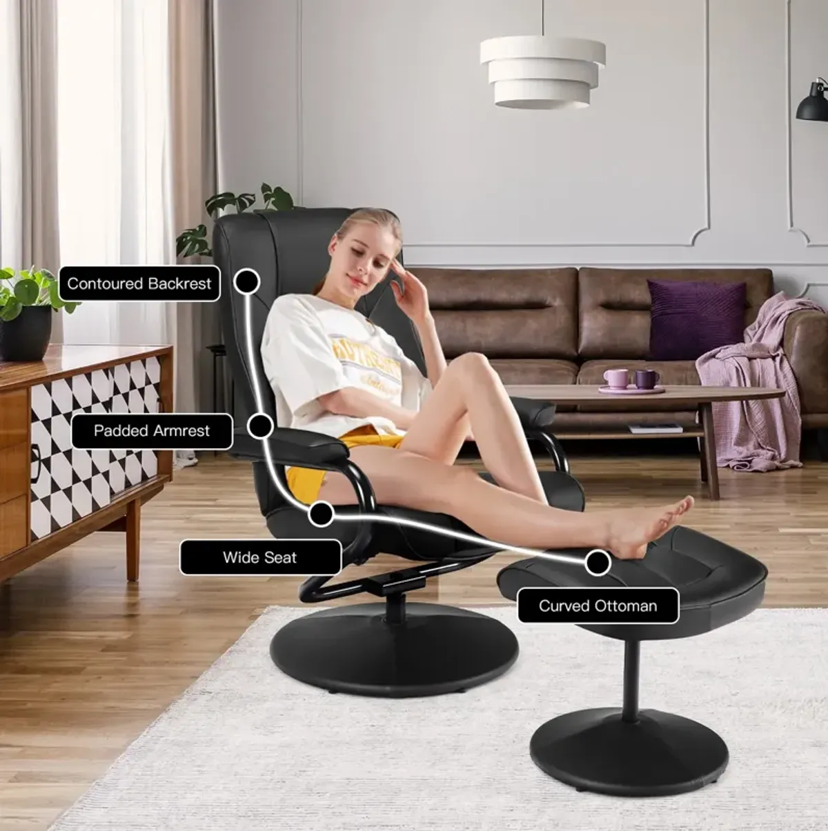 360° Swivel Recliner Chair with Ottoman