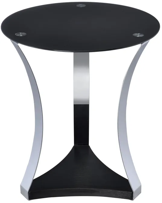 ACME Geiger End Table, Chrome & Black Glass