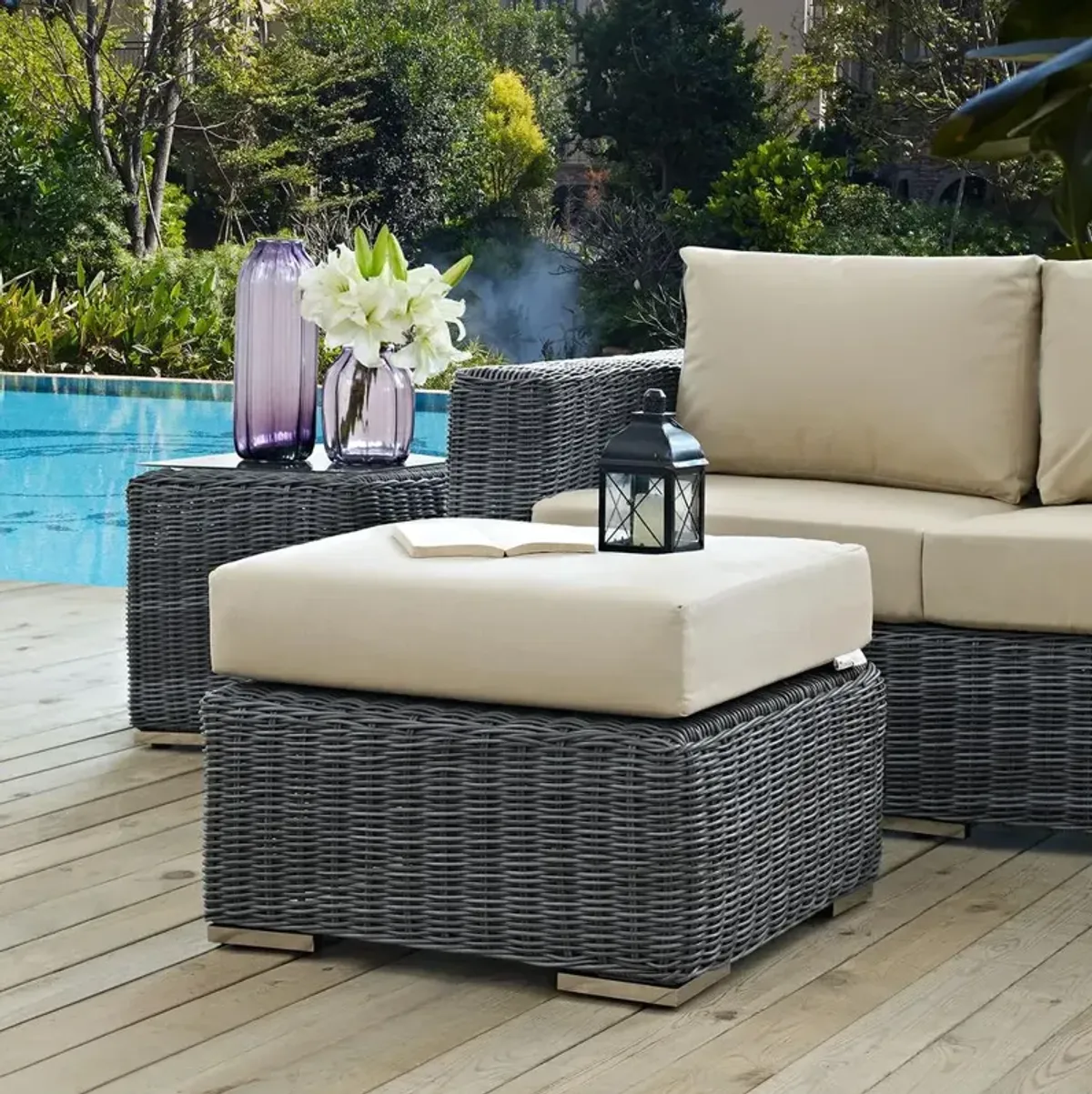 Modway Summon Outdoor Patio Sunbrella Ottoman