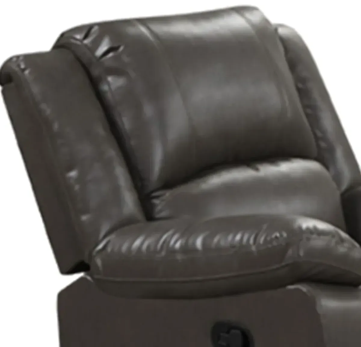 Lizzy Manual Glider Recliner Chair, Pillow Arms, Solid Wood, Gray Leather