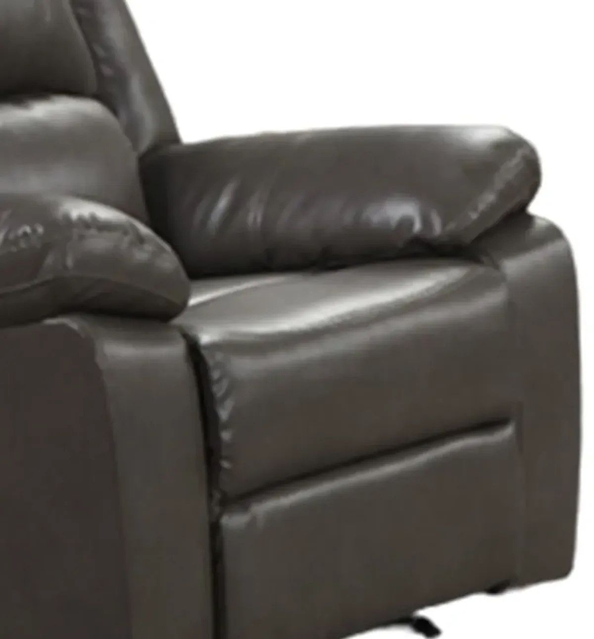 Lizzy Manual Glider Recliner Chair, Pillow Arms, Solid Wood, Gray Leather