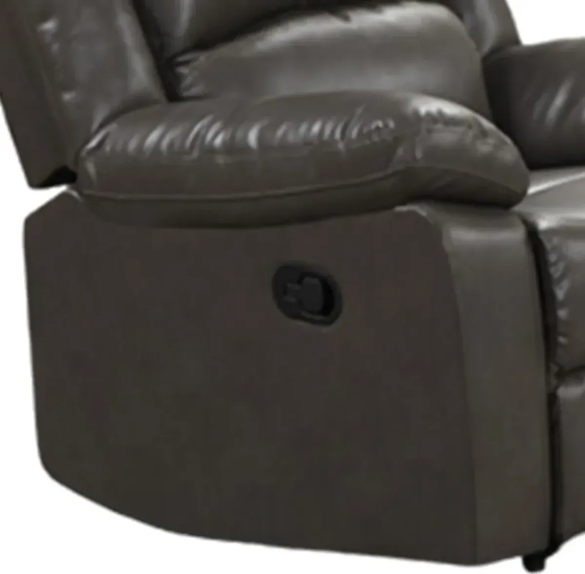 Lizzy Manual Glider Recliner Chair, Pillow Arms, Solid Wood, Gray Leather