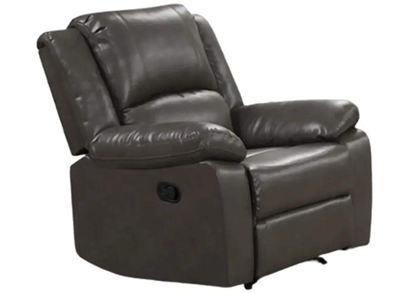 Lizzy Manual Glider Recliner Chair, Pillow Arms, Solid Wood, Gray Leather