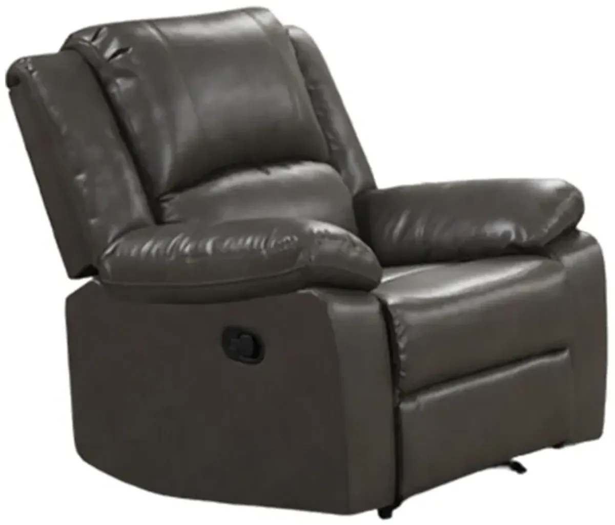 Lizzy Manual Glider Recliner Chair, Pillow Arms, Solid Wood, Gray Leather