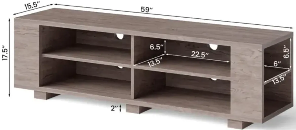 Hivvago 59 Inch Console Storage Entertainment Media Wood TV Stand